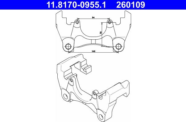 ATE 11.8170-0955.1 - Държач, спирачен апарат vvparts.bg