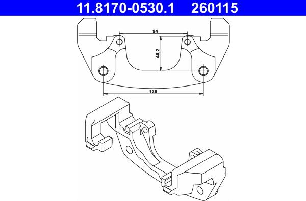 ATE 11.8170-0530.1 - Държач, спирачен апарат vvparts.bg