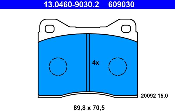 ATE 13.0460-9030.2 - Комплект спирачно феродо, дискови спирачки vvparts.bg