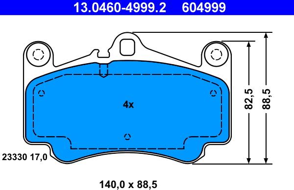 ATE 13.0460-4999.2 - Комплект спирачно феродо, дискови спирачки vvparts.bg