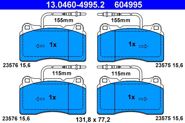 ATE 13.0460-4995.2 - Комплект спирачно феродо, дискови спирачки vvparts.bg