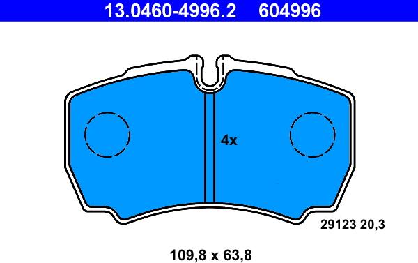 ATE 13.0460-4996.2 - Комплект спирачно феродо, дискови спирачки vvparts.bg