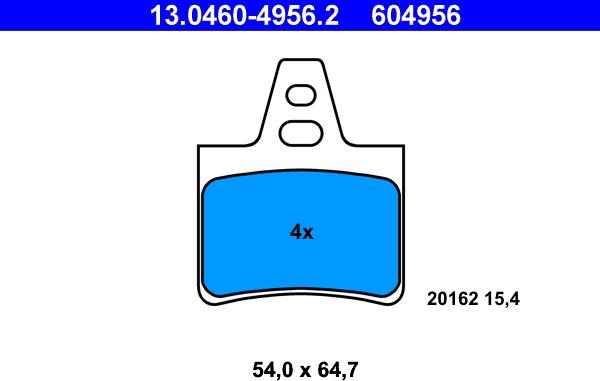 ATE 13.0460-4956.2 - Комплект спирачно феродо, дискови спирачки vvparts.bg