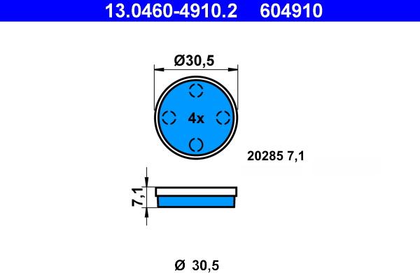 ATE 13.0460-4910.2 - Комплект спирачно феродо, дискови спирачки vvparts.bg