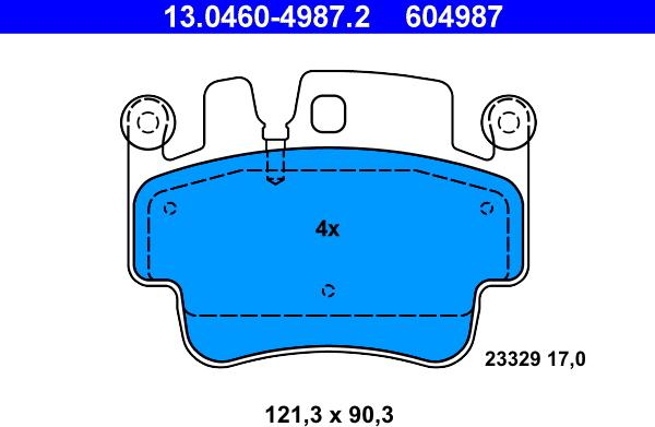 ATE 13.0460-4987.2 - Комплект спирачно феродо, дискови спирачки vvparts.bg