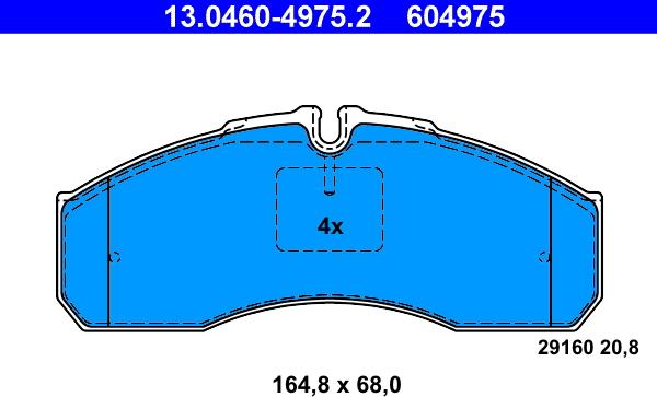 ATE 13.0460-4975.2 - Комплект спирачно феродо, дискови спирачки vvparts.bg