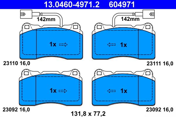 ATE 13.0460-4971.2 - Комплект спирачно феродо, дискови спирачки vvparts.bg