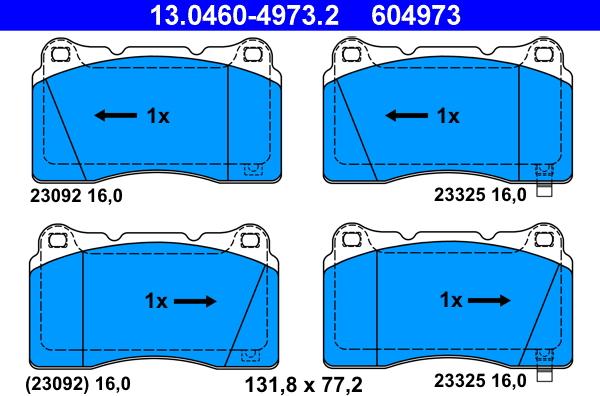 ATE 13.0460-4973.2 - Комплект спирачно феродо, дискови спирачки vvparts.bg