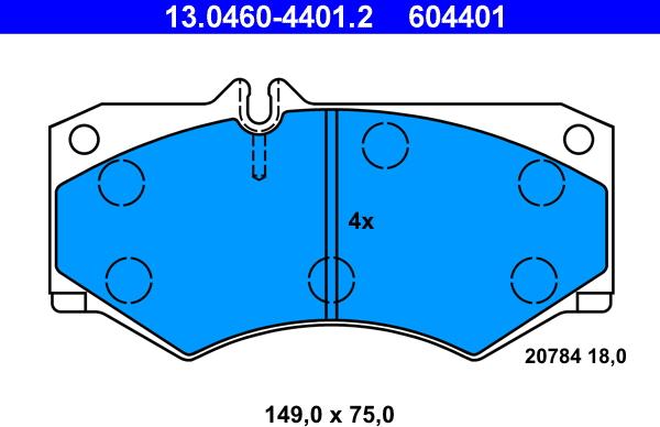 ATE 13.0460-4401.2 - Комплект спирачно феродо, дискови спирачки vvparts.bg