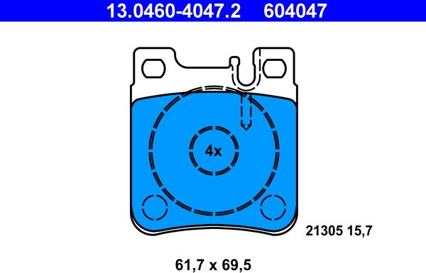ATE 13.0460-4047.2 - Комплект спирачно феродо, дискови спирачки vvparts.bg