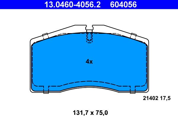 ATE 13.0460-4056.2 - Комплект спирачно феродо, дискови спирачки vvparts.bg