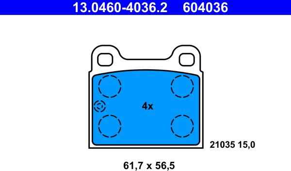 ATE 13.0460-4036.2 - Комплект спирачно феродо, дискови спирачки vvparts.bg