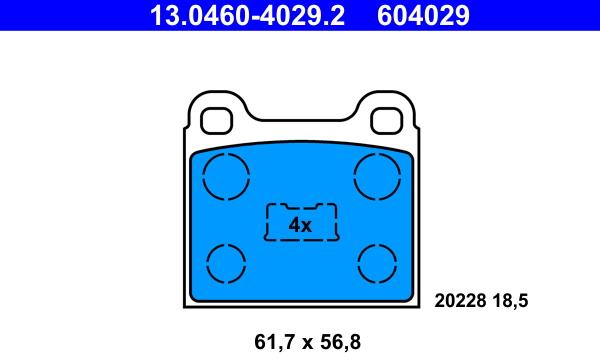 ATE 13.0460-4029.2 - Комплект спирачно феродо, дискови спирачки vvparts.bg