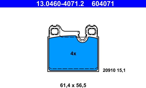 ATE 13.0460-4071.2 - Комплект спирачно феродо, дискови спирачки vvparts.bg