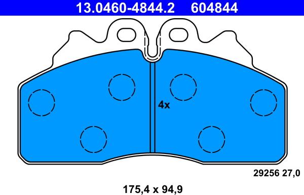 ATE 13.0460-4844.2 - Комплект спирачно феродо, дискови спирачки vvparts.bg