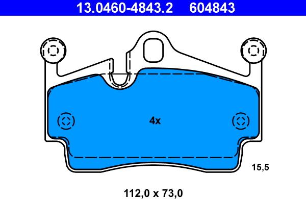 ATE 13.0460-4843.2 - Комплект спирачно феродо, дискови спирачки vvparts.bg