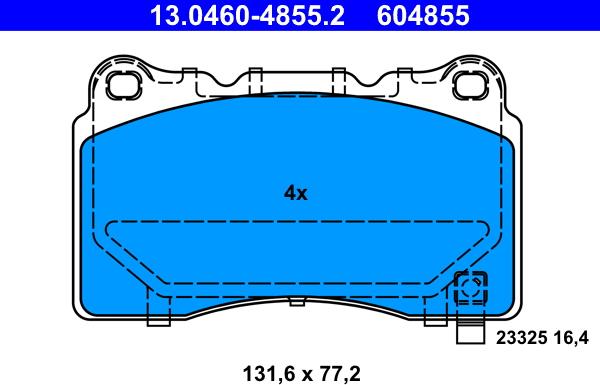 ATE 13.0460-4855.2 - Комплект спирачно феродо, дискови спирачки vvparts.bg