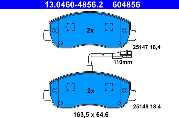 ATE 13.0460-4856.2 - Комплект спирачно феродо, дискови спирачки vvparts.bg