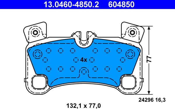 ATE 13.0460-4850.2 - Комплект спирачно феродо, дискови спирачки vvparts.bg