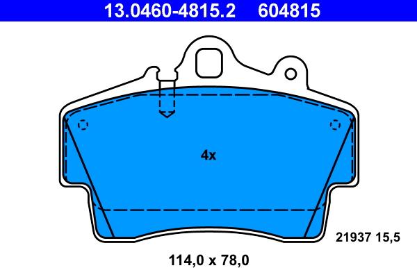 ATE 13.0460-4815.2 - Комплект спирачно феродо, дискови спирачки vvparts.bg