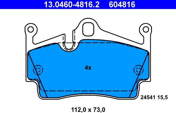 ATE 13.0460-4816.2 - Комплект спирачно феродо, дискови спирачки vvparts.bg