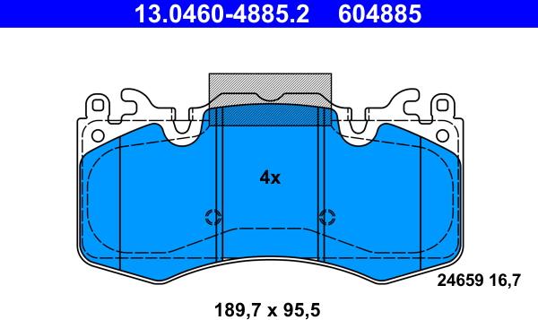 ATE 13.0460-4885.2 - Комплект спирачно феродо, дискови спирачки vvparts.bg