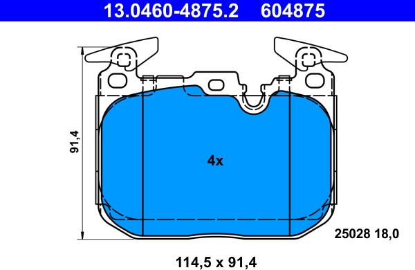 ATE 13.0460-4875.2 - Комплект спирачно феродо, дискови спирачки vvparts.bg