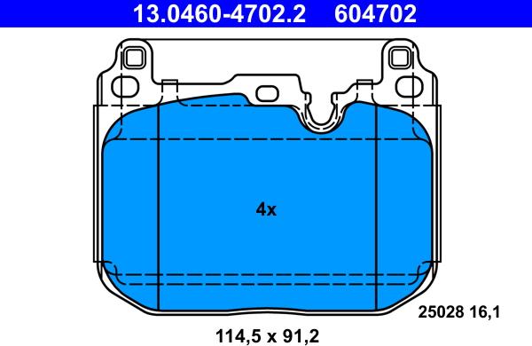 ATE 13.0460-4702.2 - Комплект спирачно феродо, дискови спирачки vvparts.bg