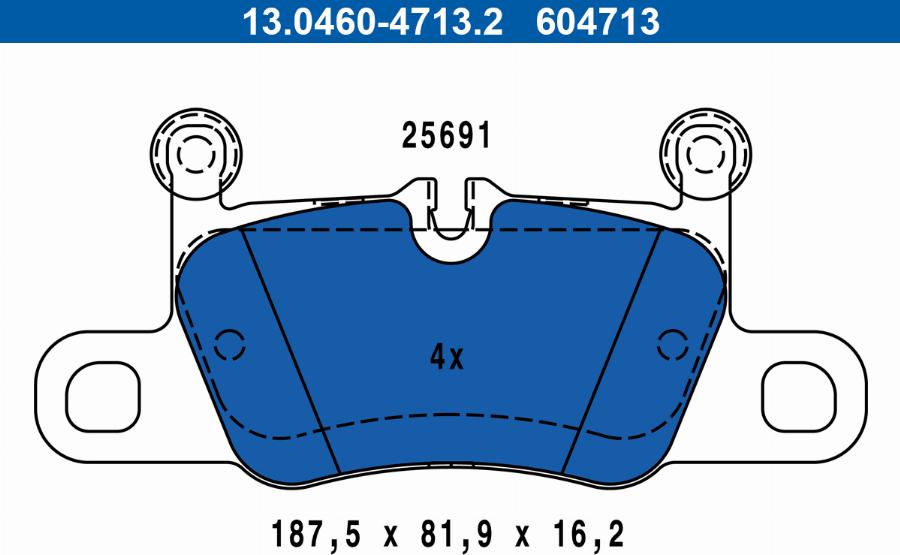 ATE 13.0460-4713.2 - Комплект спирачно феродо, дискови спирачки vvparts.bg