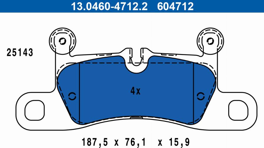 ATE 13.0460-4712.2 - Комплект спирачно феродо, дискови спирачки vvparts.bg