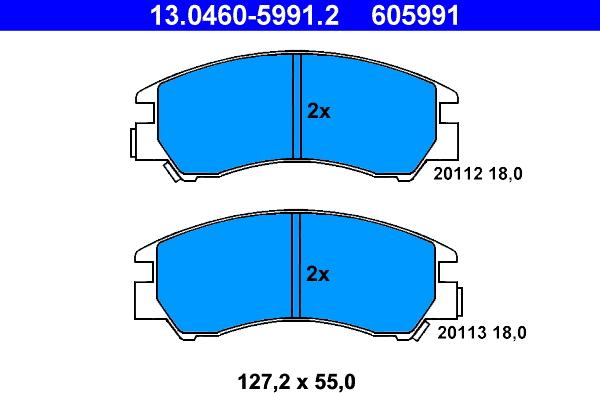 ATE 13.0460-5991.2 - Комплект спирачно феродо, дискови спирачки vvparts.bg