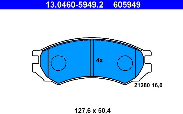 ATE 13.0460-5949.2 - Комплект спирачно феродо, дискови спирачки vvparts.bg