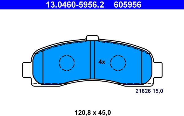 ATE 13.0460-5956.2 - Комплект спирачно феродо, дискови спирачки vvparts.bg