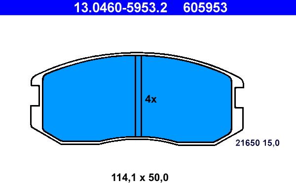 ATE 13.0460-5953.2 - Комплект спирачно феродо, дискови спирачки vvparts.bg