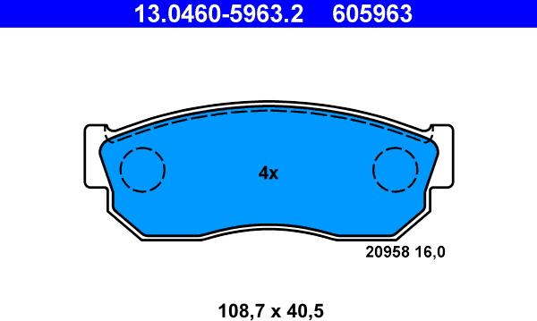 ATE 13.0460-5963.2 - Комплект спирачно феродо, дискови спирачки vvparts.bg