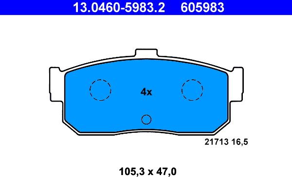 ATE 13.0460-5983.2 - Комплект спирачно феродо, дискови спирачки vvparts.bg