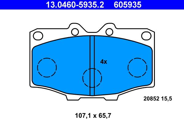 ATE 13.0460-5935.2 - Комплект спирачно феродо, дискови спирачки vvparts.bg