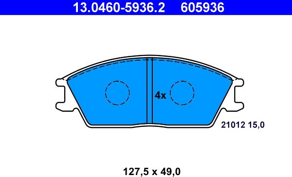 ATE 13.0460-5936.2 - Комплект спирачно феродо, дискови спирачки vvparts.bg