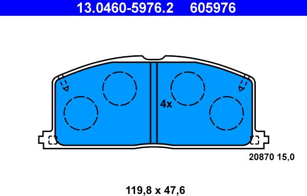 ATE 13.0460-5976.2 - Комплект спирачно феродо, дискови спирачки vvparts.bg