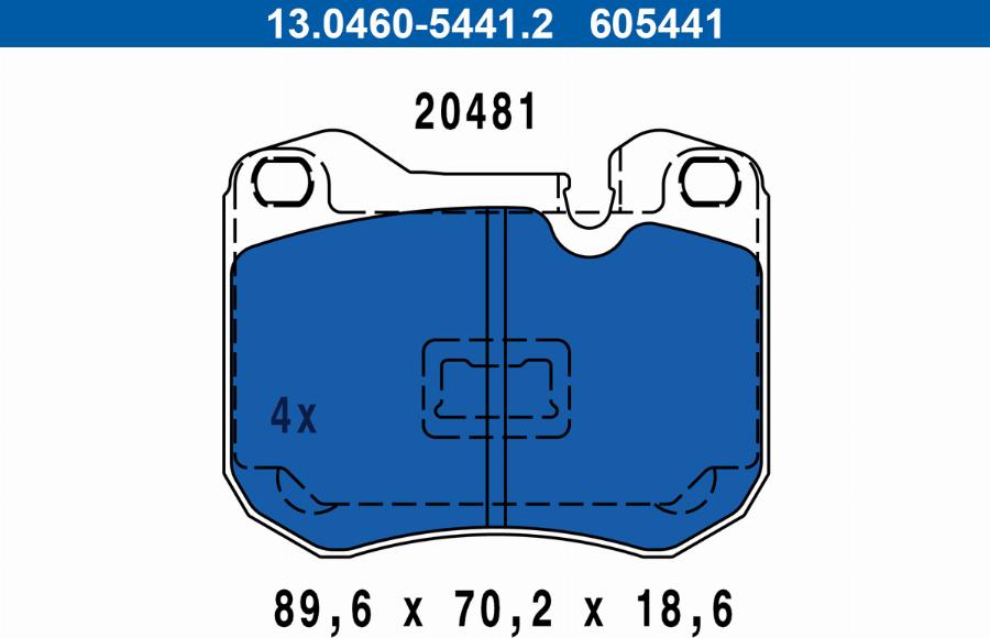 ATE 13.0460-5441.2 - Комплект спирачно феродо, дискови спирачки vvparts.bg