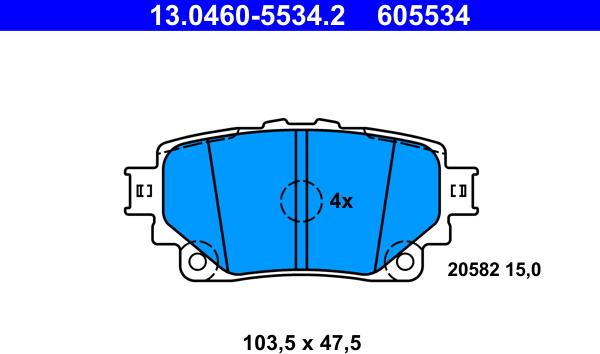 ATE 13.0460-5534.2 - Комплект спирачно феродо, дискови спирачки vvparts.bg