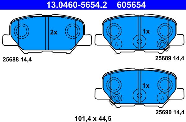 ATE 13.0460-5654.2 - Комплект спирачно феродо, дискови спирачки vvparts.bg