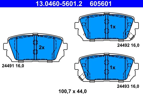ATE 13.0460-5601.2 - Комплект спирачно феродо, дискови спирачки vvparts.bg