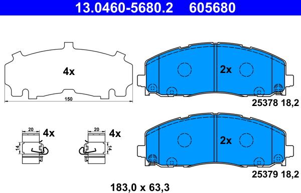 ATE 13.0460-5680.2 - Комплект спирачно феродо, дискови спирачки vvparts.bg