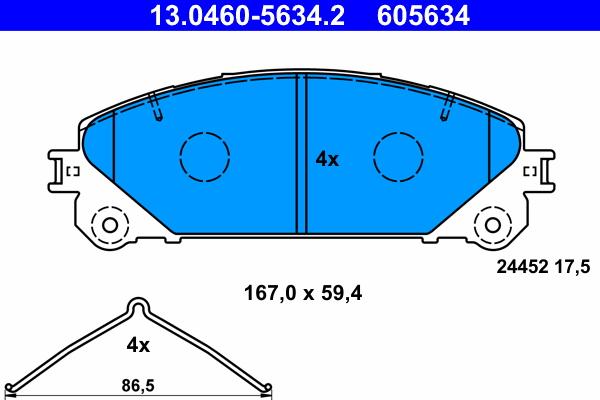 ATE 13.0460-5634.2 - Комплект спирачно феродо, дискови спирачки vvparts.bg