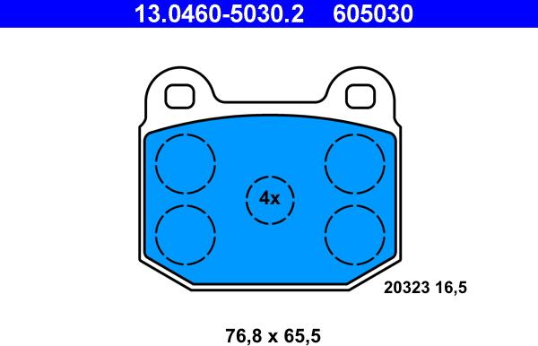 ATE 13.0460-5030.2 - Комплект спирачно феродо, дискови спирачки vvparts.bg