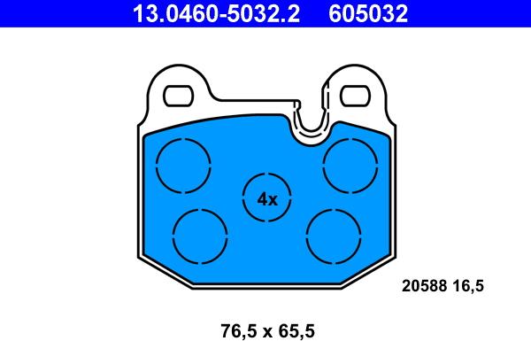 ATE 13.0460-5032.2 - Комплект спирачно феродо, дискови спирачки vvparts.bg