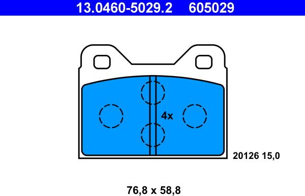 ATE 13.0460-5029.2 - Комплект спирачно феродо, дискови спирачки vvparts.bg