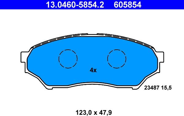 ATE 13.0460-5854.2 - Комплект спирачно феродо, дискови спирачки vvparts.bg