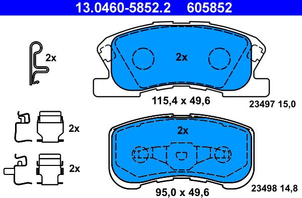 ATE 13.0460-5852.2 - Комплект спирачно феродо, дискови спирачки vvparts.bg